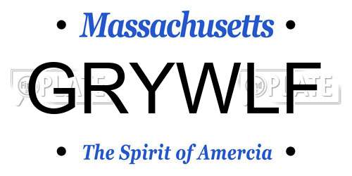 GRYWLF Massachusetts License Plate
