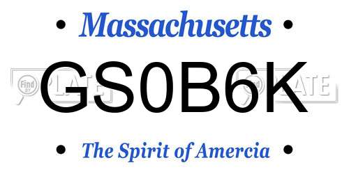 GS0B6K Massachusetts License Plate