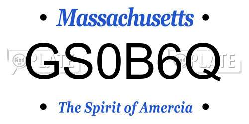 GS0B6Q Massachusetts License Plate