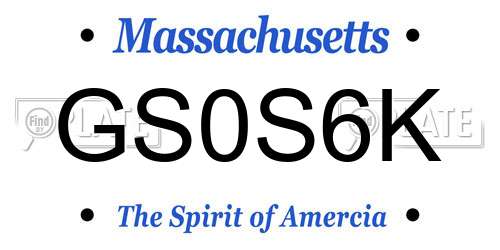 GS0S6K Massachusetts License Plate