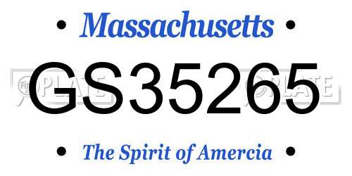 GS35265 Massachusetts License Plate