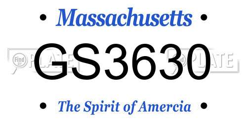 GS3630 Massachusetts License Plate