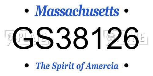 GS38126 Massachusetts License Plate