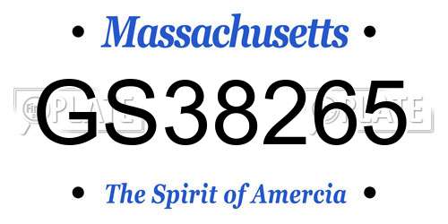 GS38265 Massachusetts License Plate