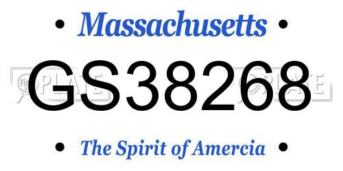GS38268 Massachusetts License Plate