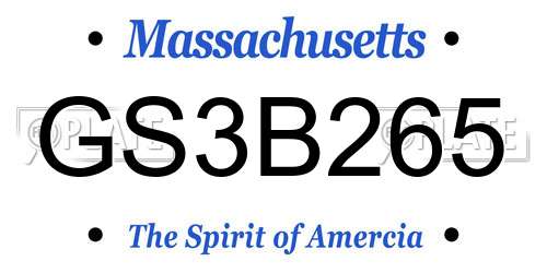 GS3B265 Massachusetts License Plate