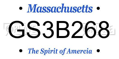 GS3B268 Massachusetts License Plate