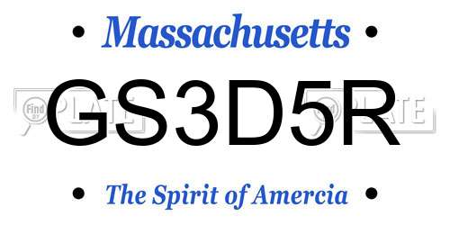 GS3D5R Massachusetts License Plate