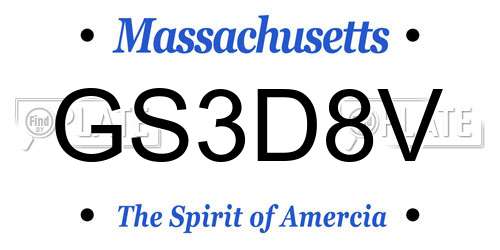 GS3D8V Massachusetts License Plate