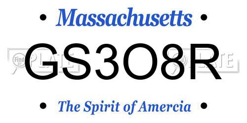 GS3O8R Massachusetts License Plate