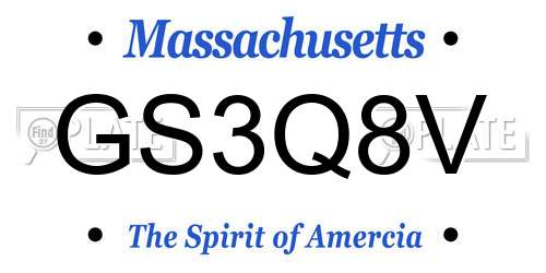 GS3Q8V Massachusetts License Plate