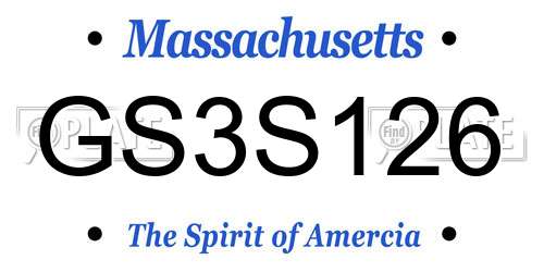 GS3S126 Massachusetts License Plate