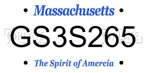 GS3S265 Massachusetts License Plate
