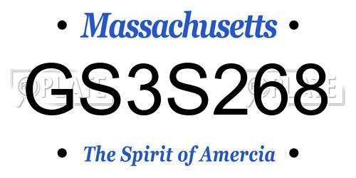 GS3S268 Massachusetts License Plate