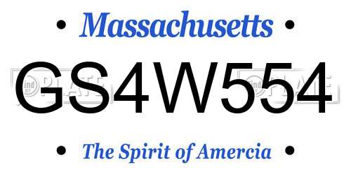 GS4W554 Massachusetts License Plate
