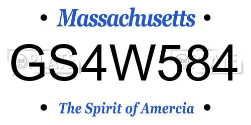 GS4W584 Massachusetts License Plate