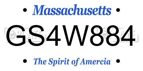 GS4W884 Massachusetts License Plate