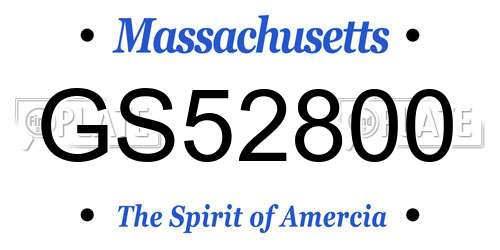 GS52800 Massachusetts License Plate