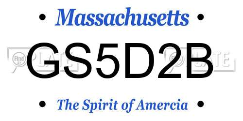 GS5D2B Massachusetts License Plate