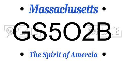 GS5O2B Massachusetts License Plate