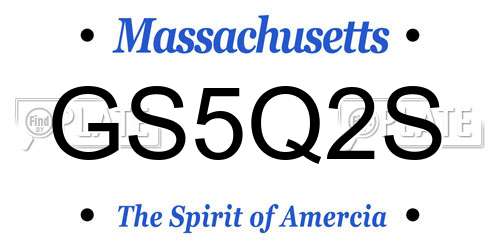 GS5Q2S Massachusetts License Plate