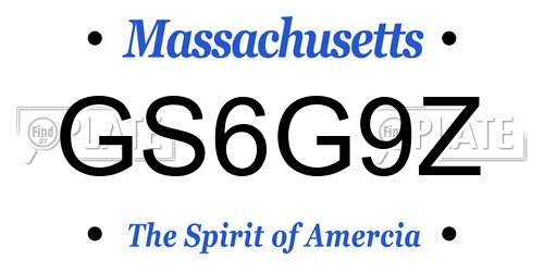 GS6G9Z Massachusetts License Plate