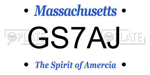 GS7AJ Massachusetts License Plate