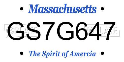 GS7G647 Massachusetts License Plate