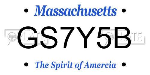 GS7Y5B Massachusetts License Plate