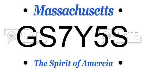 GS7Y5S Massachusetts License Plate