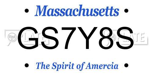 GS7Y8S Massachusetts License Plate