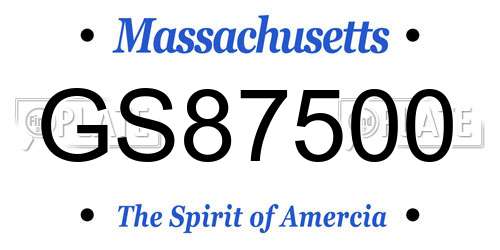 GS87500 Massachusetts License Plate