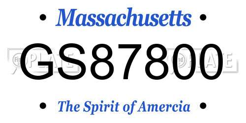 GS87800 Massachusetts License Plate