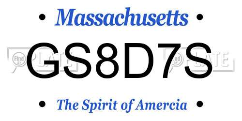 GS8D7S Massachusetts License Plate