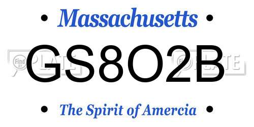 GS8O2B Massachusetts License Plate