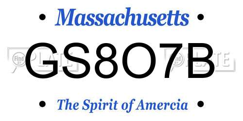 GS8O7B Massachusetts License Plate