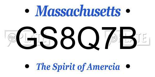GS8Q7B Massachusetts License Plate