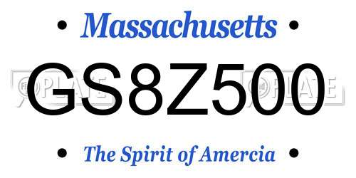 GS8Z500 Massachusetts License Plate