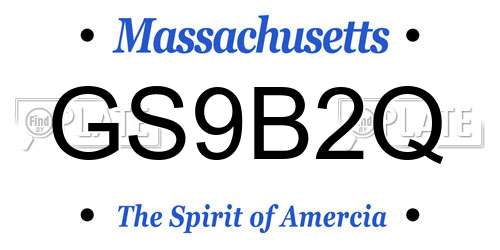 GS9B2Q Massachusetts License Plate