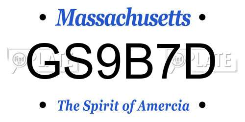 GS9B7D Massachusetts License Plate