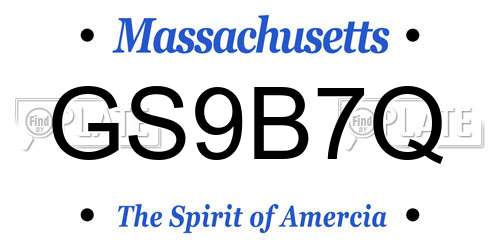 GS9B7Q Massachusetts License Plate