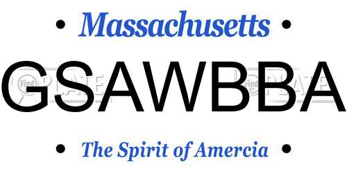 GSAWBBA Massachusetts License Plate