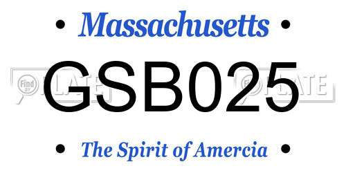 GSB025 Massachusetts License Plate