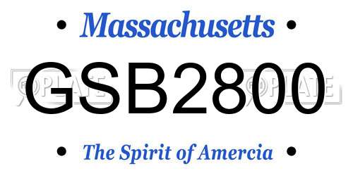 GSB2800 Massachusetts License Plate