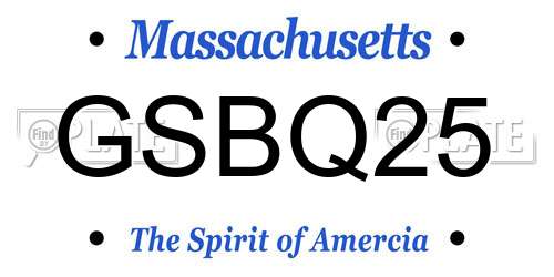 GSBQ25 Massachusetts License Plate