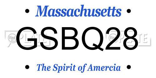 GSBQ28 Massachusetts License Plate