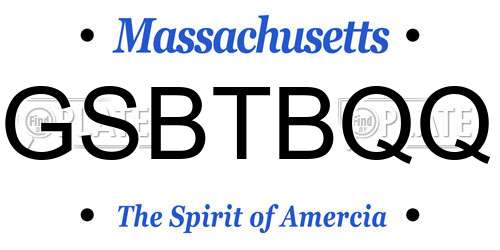 GSBTBQQ Massachusetts License Plate