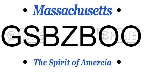 GSBZBOO Massachusetts License Plate