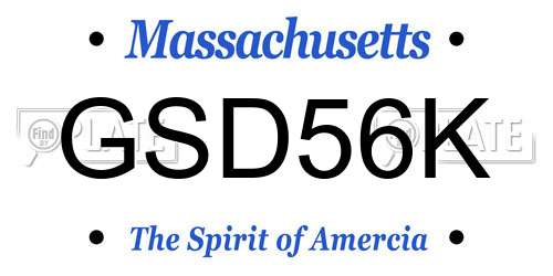 GSD56K Massachusetts License Plate