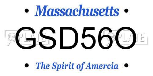 GSD56O Massachusetts License Plate